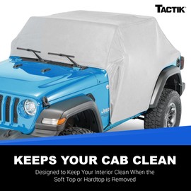 TACTIK Multi-Layer Cab Cover with Door Flaps - Fits Jeep Wrangler JL Unlimited 2-Door 2018-Current - Jeep Wrangler Cover 2 Door Waterproof - Jeep Wrangler Rain Cover - Jeep Cover - Jeep Car Cover