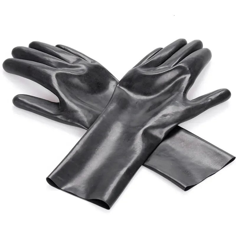 GREEFEI Black Latex Short Gloves,Natural Rubber Gloves Unisex Handmade,Masquerade Theme