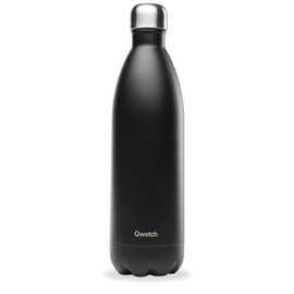 QWETCH - Originals Isothermal Bottle - Matt Black 1L - Nomadic Stainless Steel Bottle - 24h Cold and 12h Warm - Waterproof, BPA Free & Reusable