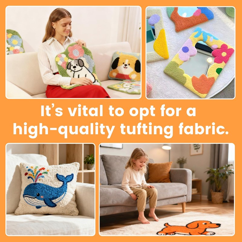 Riiai 80" x 80" Rug Tufting Cloth Kit: Overlocking Primary