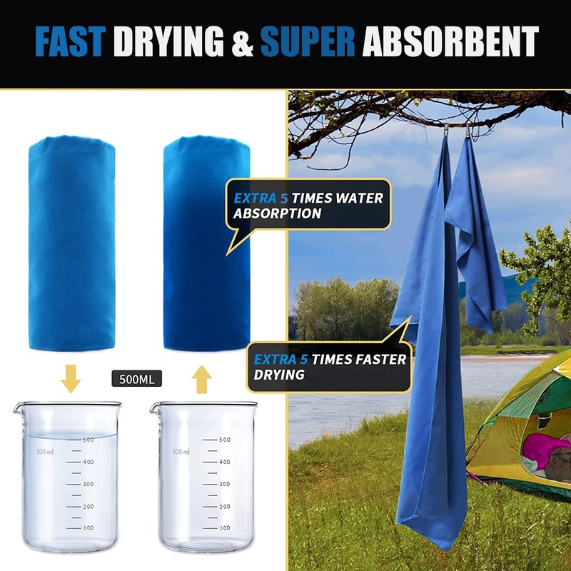 Microfiber Travel & Sports Towel Set - Quick Dry, Super