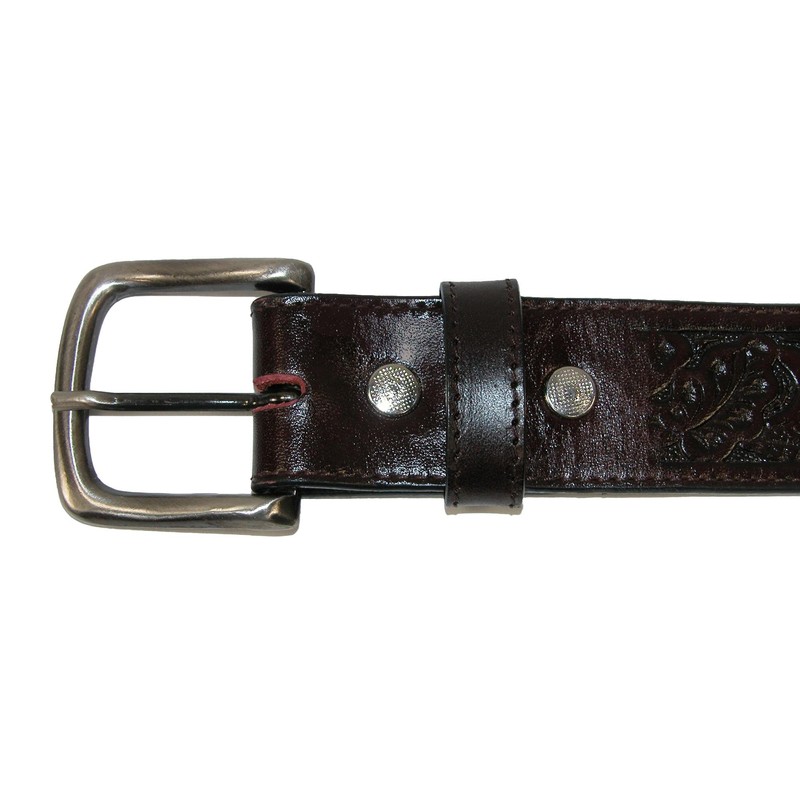 CTM Embossed Leather Money Belt with Removable Buckle, 36, Brown