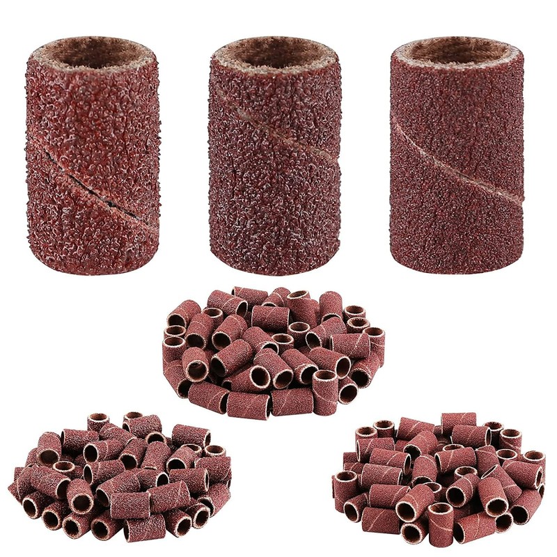 300Pcs Sanding Bands for Nail Drill, Brown Sanding Bands for