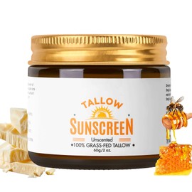 Beef Tallow Sunscreen SPF 50+, Face Sun Cream 100% Grass Fed Tallow, Beef Tallow Natural Sunscreen for Face & Body, Beef Tallow for Skin - Sweat & Water Resistant, for Dry Sensitive Skin