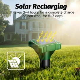 Solar Powered Mole Repeller Outdoor Vole Deterrent Gopher Repellent with Pulse Wave Waterproof Groundhog Control Device for Lawn Patio and Garden (8)