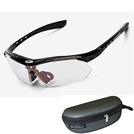 [WL Products] Lightweight Sports Sunglasses for Running, Jogging, Cycling, Driving, Asian Fit Nose Pad SPS022 (Black (Clear Lens), Free)