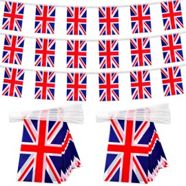 TSMD 2 Packs United Kingdom UK Flag Banner British Union Jack Great Britain Flags String Small Mini Hanging Flags Decorations,60 Feet 40 Flags
