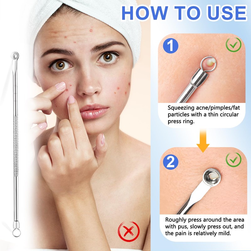 Pack of 100 Blackhead Remover, Disposable Acne Pimple Needles, ABS