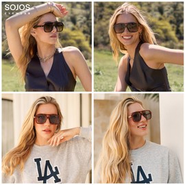 SOJOS Retro Aviator Sunglasses For Women Men Square Womens Square Sun Glasses SJ2355,Yellow Tortoise Yellow