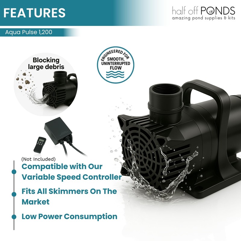 HALF OFF PONDS Submersible Water Pump, 1,200 GPH Pond Pump