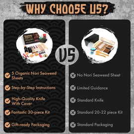 Sushi Making Kit, Sushi Bazooka Maker Kit & Bamboo Rolling Mat, Easy Roller Kit, DIY Set for Beginners at Home, USDA Organic