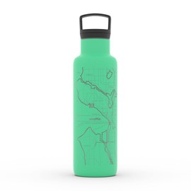 Well Told Engraved Seattle Washington Map Insulated Water Bottle, Etched Stainless Steel Bottle (21 oz, Sunday Green) City Map Insulated Bottle, Custom Insulated Water Bottle, Outdoor Drinkware