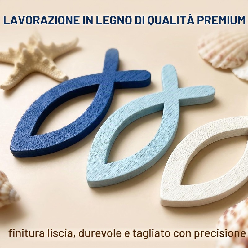 PYRUVAE 100 Pezzi Pesciolini in Legno per Decorazioni Battesimo Comunione