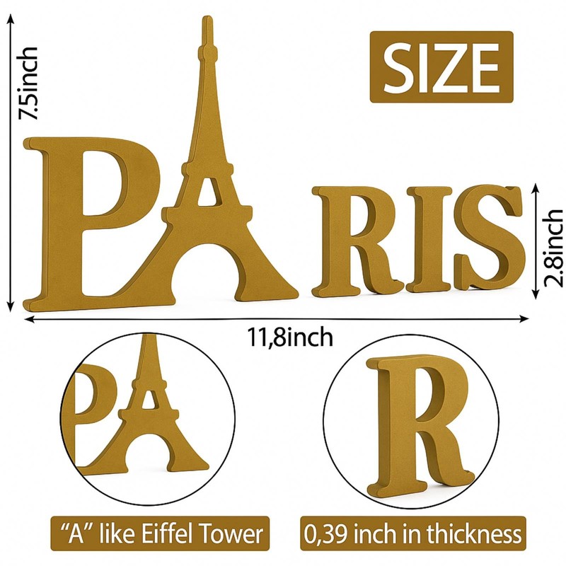 Blulu Paris Decor for Bedroom Wooden Eiffel Tower Table Decor