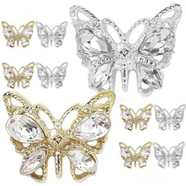 Nail Parts, Butterfly, 3D 3D Butterfly Metal Parts, Gold, Silver, Butterfly, Glitter, Jewelry Parts, DIY, Cute, Nail Decoration (Set of 10)