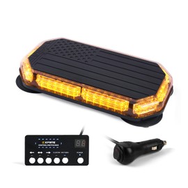 Xprite Amber Rooftop Emergency Strobe Light Bar, US Flag Beacon Safety Flashing Warnin Lights w/Control Panel Magnetic Base for Construction Trucks Plows Postal Security Cars