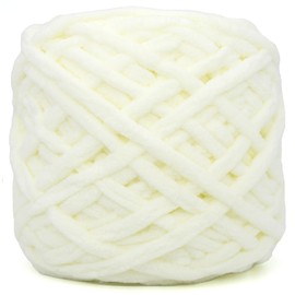 Chunky Velvet Chenille Yarn for Crocheting Velvet Fluffy Plush Thick Bulky Chunky Chenille Velvet Soft Baby Blanket Yarn for Crocheting Hand Knitting 100g(Milky White)