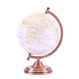 Exerz 20 cm Globe Golden Colour Metallic - Educational, Geographical, Modern Desktop Decoration - Metal Arch and Base, Coated in Golden Colour - Spanish Map