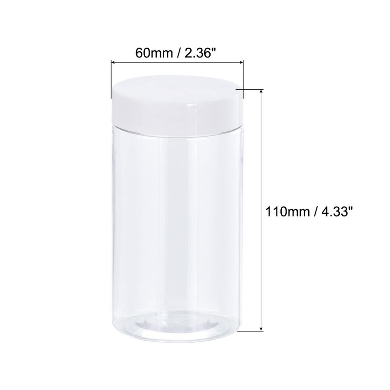 sourcing map Round Plastic Jars with White Screw Top Lid,