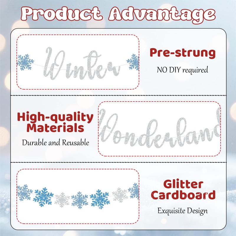 SerpizePaty Winter Wonderland Banner, Christmas Banner for Mantle