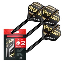 TARGET Darts Scott Williams K Flex Flights and Shaft System, No.2 | Pack of 3 Kflex All In One Flights, Player Edition Darts Accessories | K-Flex Dart Stem – Medium (33mm)