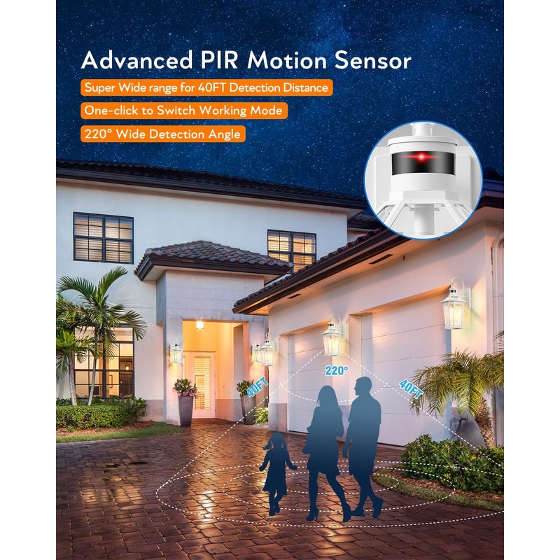 VIANIS Outdoor Wall Lantern with Motion Sensor, Dusk to Dawn