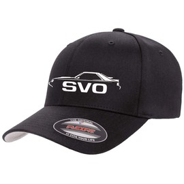 1984 1985 1986 Ford SVO Mustang Turbo Outline Design Flexfit 6277 Athletic Baseball Fitted Hat Cap Black L/XL