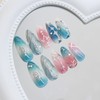 IMRAIN Press on Nails Medium Almond, Blue Pink Ombre Fake
