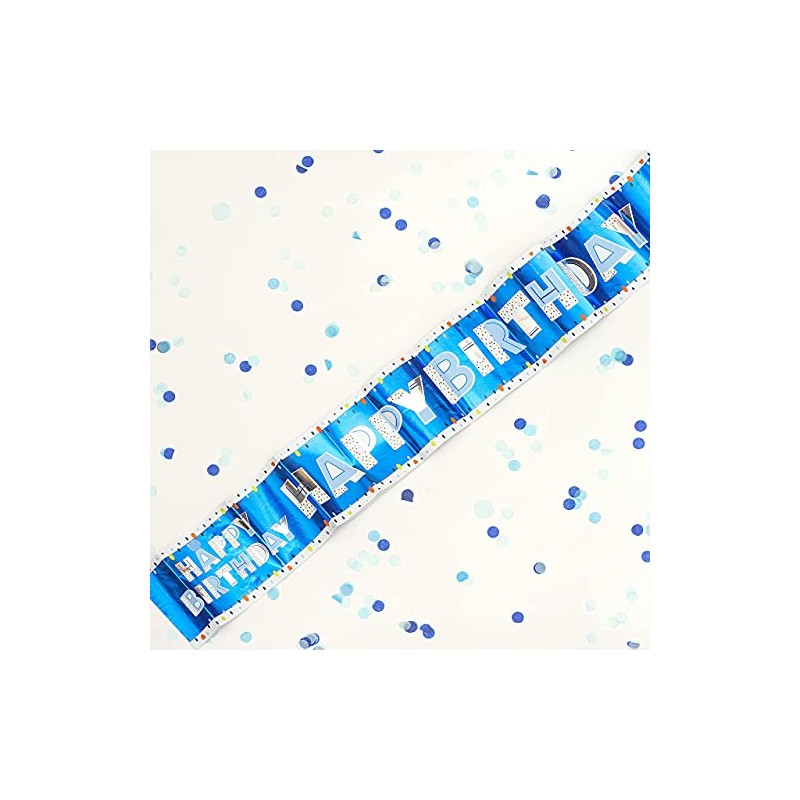 Happy Birthday Blue Recyclable Paper Banner - 2.6m
