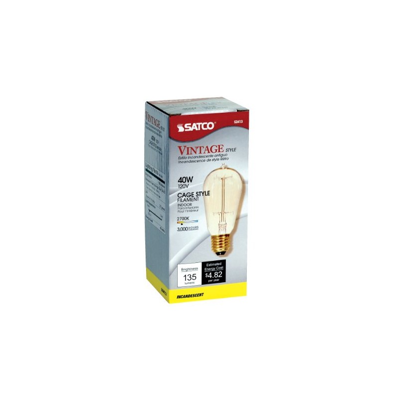 Satco S2413 40 Watt 135 Lumens ST19 Incandescent Medium Base