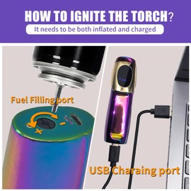 JOBON USB Electronic Torch Lighter, Rechargeable Electric Touch Screen Sensing Triple Jet Blue Flames Lighter - No Gas Included (Colorful Ice)