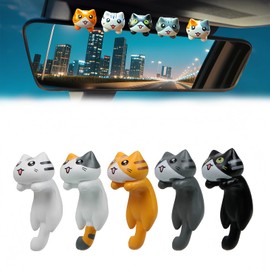 Cartoon Cute Cat Car Decor Rearview Mirror Interior Accessories Truck Animal Figure Dashboard Ornaments Rear View Decorations Trim Universal Decoration Ornament Gifts for New Cars Owners - 5 Pcs