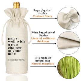 TBITON New Job Gifts, Farewell Gifts for Coworkers,New Beginning Gifts, Wine Gift Bags Going Away Gift for Friends Coworker Boss, Pairs Well With A New Chapter of Your Life (Beige-NEW JOB02)