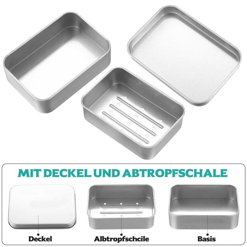 Tenbrachian 2 Pcs Travel Soap Cases, 150 ML Aluminum Soap