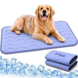 2 Pack Dog Cooling Mats 44" x 28", Q-Max 0.5+ Arc-Chill Fiber Self-Cooling Pet Pads, Thick Durable Cool Touch Crate Mats for Large Dogs & Medium Dogs, Non-Slip Washable, Gel-Free Pet-Friendly Design