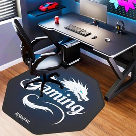 MSKGTML Gaming Chair Mat, Noise - Reducing Gaming Chair Floor Mat,47” x 47” Octagonal Computer Chair Mat for Hardwood Floors, Suitable for Home Offices, Dormitories and Game Rooms