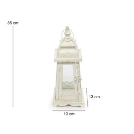 Grafelstein Lugano Lantern, 35 cm, Decorative Lantern for Outdoor and Indoor Use, Metal Lantern with Decorated Real Glass Windows, Cream/White