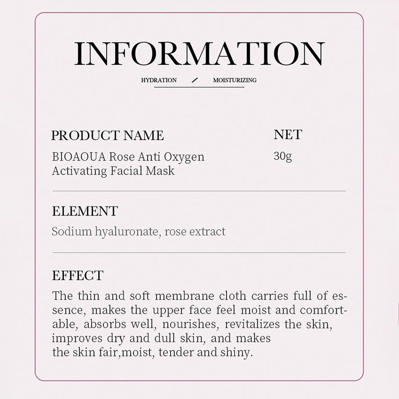BIOAQUA Facial Mask Firming Deeply Nourish Moisturizing 98% Natural Extract
