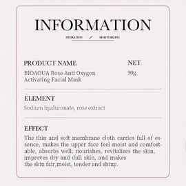 BIOAQUA Facial Mask Firming Deeply Nourish Moisturizing 98% Natural Extract Hydrating Face Mask 5PCS Set (Rose Extract (Anti-Oxygen))