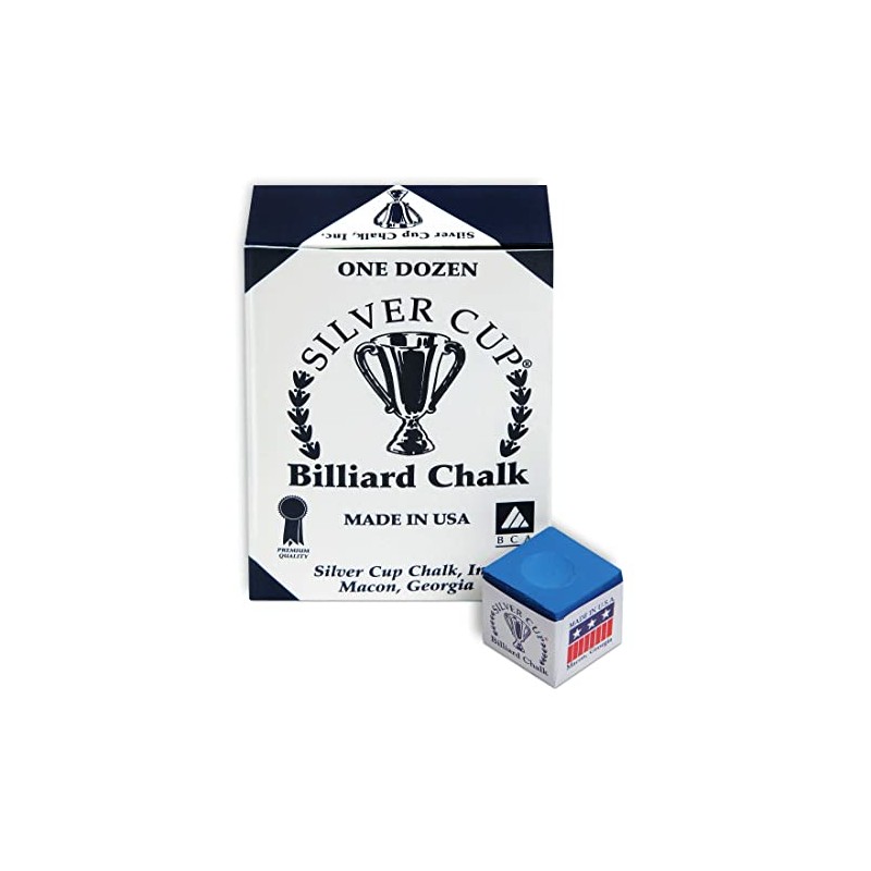 SILVER CUP Billiard CHALK - ONE DOZEN (Electric Blue)