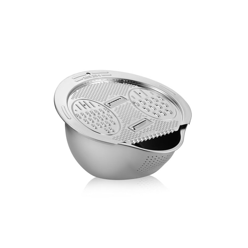 Stainless Steel Rice Washer and Strainer Bowl, Large Capacity Kitchen