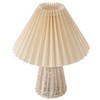 Pleated Table Lamp with Remote Control Modern Beige Fabric Shade