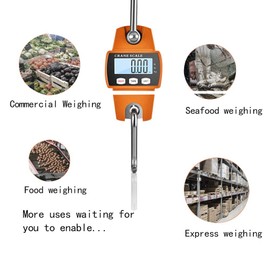 Báscula de peso colgante industrial resistente para granja, caza, peso de tiro de arco, elevación de peces grandes y elevación de Hoyer con sensor preciso digital, profesional (660 libras naranja)