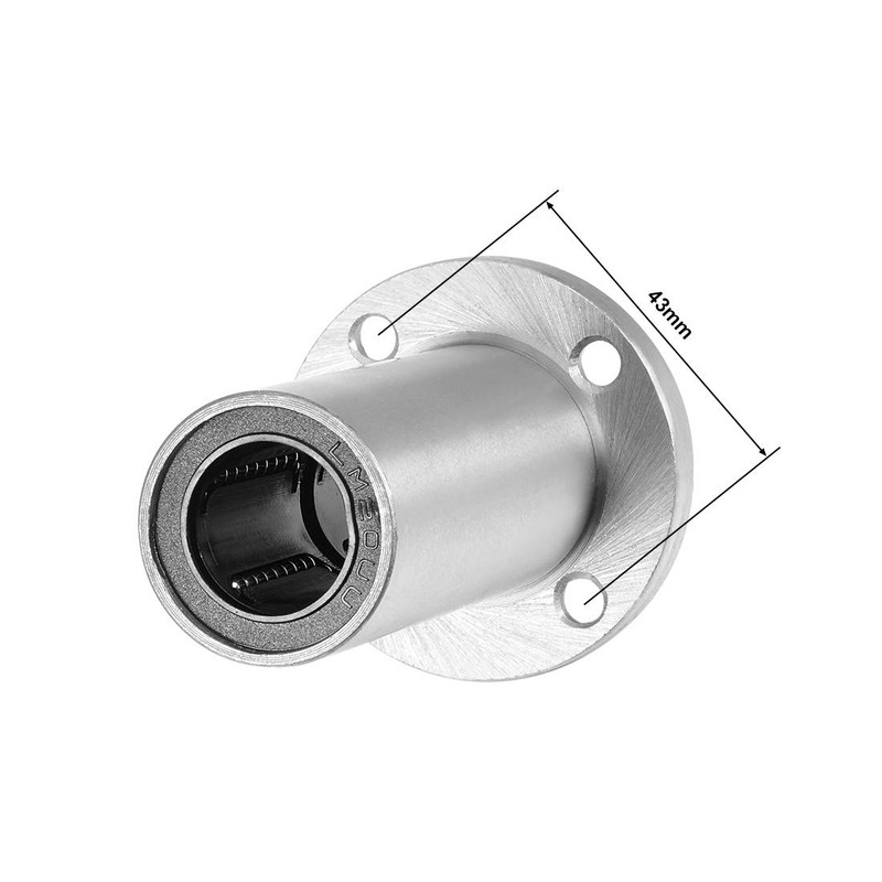 sourcing map 1pc LM20UU Extra Long Round Flange Linear Ball