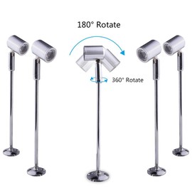 Sorfia 2 Pack LED Spot Light, Standing Cabinet Spotlight, Recessed Ceiling, 3W 110V Downlight, Aluminum Fixtures Silver 3000K