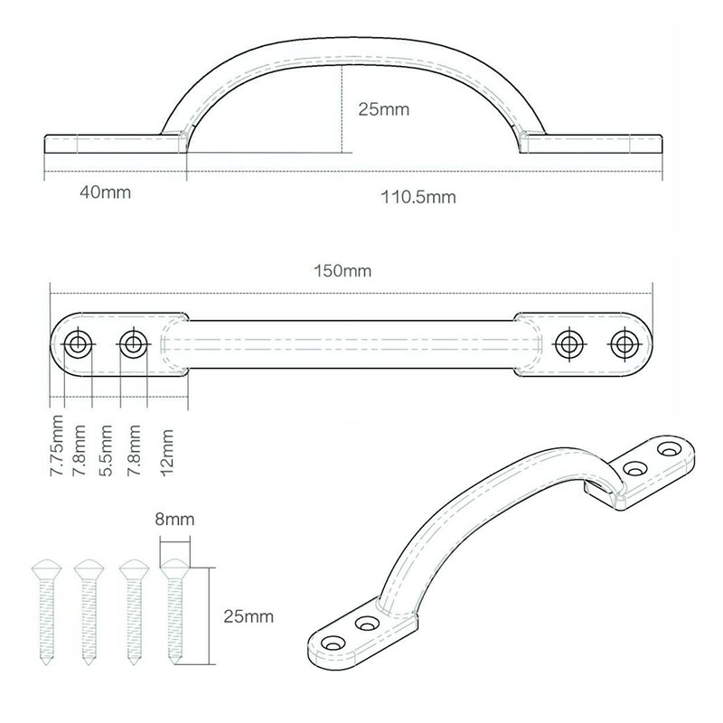 SUL Black Cast Iron Hot Bed Handles with Screw for