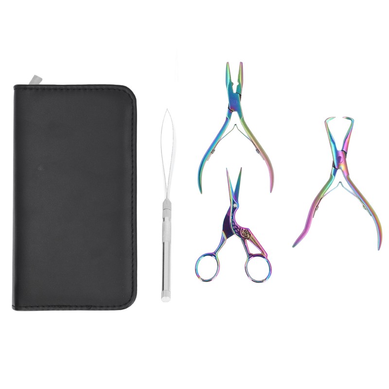 4pcs Hair Extension Tools with Pliers Wire Loop Beading Hook