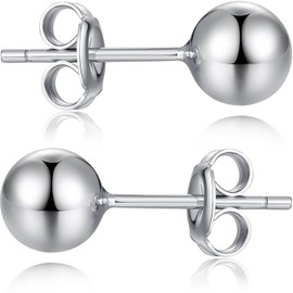 Ball Earrings Silver Ball Stud Earrings for Women Ball Studs Sterling Silver Ball Earrings for Men 6MM Jiahanzb
