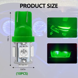 wuyaoyao 10PCS 194 LED Light Bulb, 6000K T10 168 W5W 2825 5SMD 5050 Chips LED Replacement Bulbs, 12V Wedge LED Light Bulb for Car Dome Interior Map Door Courtesy License Plate Lights (Green)