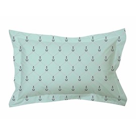 JUBARIS Blue Anchors - 500 THREAD COUNT 100% COTTON SATEEN DIGITAL PRINT OXFORD PILLOWCASE SET LUXURY NAUTICAL DESIGN
